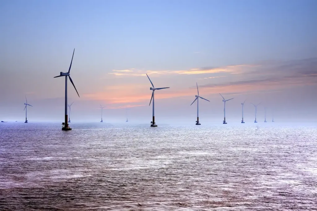 Wind farm with ocean view